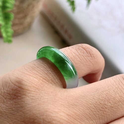 Alternative view of Apple Green Jadeite Jade Band Ring, US 5.5