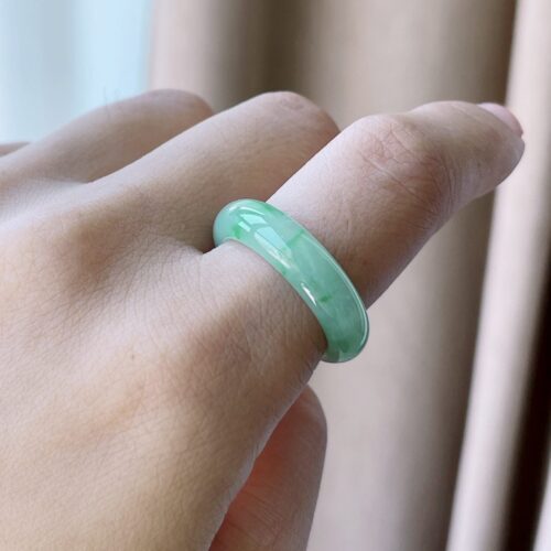 Alternative view of Apple Green Jadeite Jade Band Ring, US 7.25 · 5.8mm band