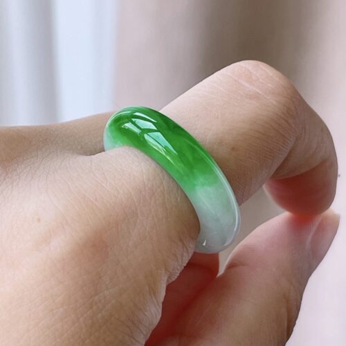 Alternative view of Apple Green Jadeite Jade Band Ring, US 7.25 · 6mm band