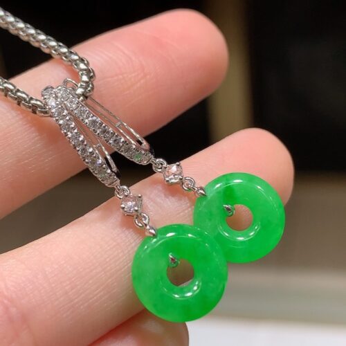 Apple Green Jadeite Jade Drop Earrings 18K Gold