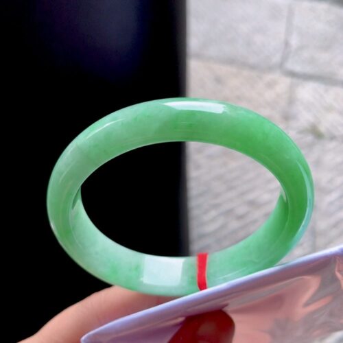 Alternative view of Apple Green Guifei Oval Jadeite Jade Bangle Bracelet, 54.5mm