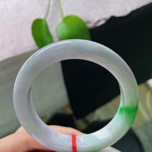 Alternative view of Apple Green Half Round Jadeite Jade Bangle Bracelet, 57.3mm