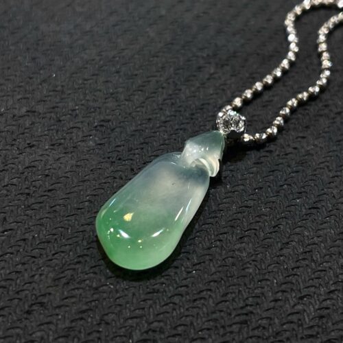 Alternative view of Apple Green Melon Jadeite Jade Pendant 18K Gold, 28.2mm