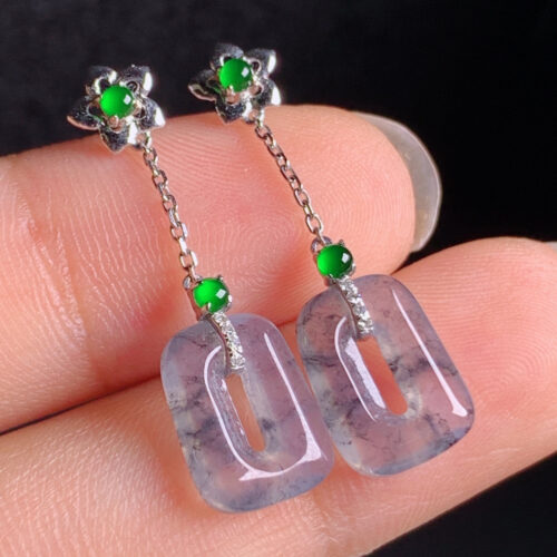 Alternative view of Wuji Plaque Jadeite Jade Drop Earrings