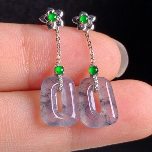 Wuji Plaque Jadeite Jade Drop Earrings