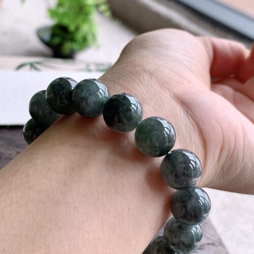 Alternative view of Wuji Jadeite Jade Bead Bracelet, 12.4mm