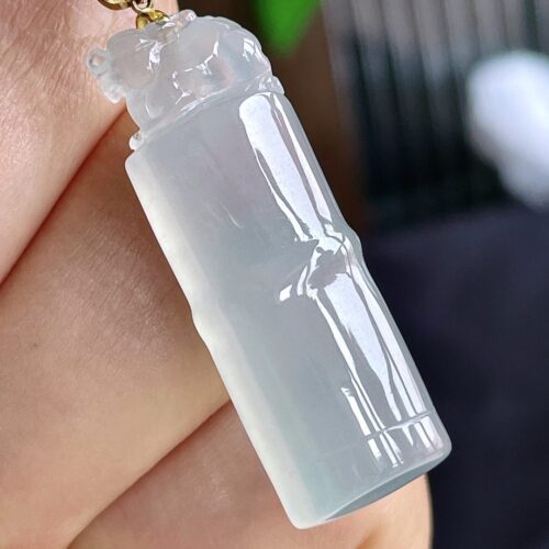 Blue Water Pixiu Jadeite Jade Pendant 18K Gold