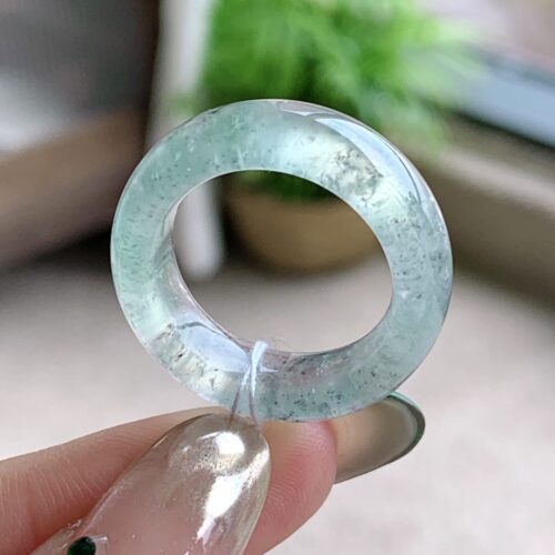 High Icy Jadeite Jade Band Ring, US 9.5