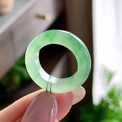 Alternative view of High Icy Jadeite Jade Band Ring, US 6 · 6.2mm band