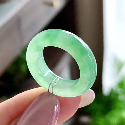 High Icy Jadeite Jade Band Ring, US 6 · 6.2mm band