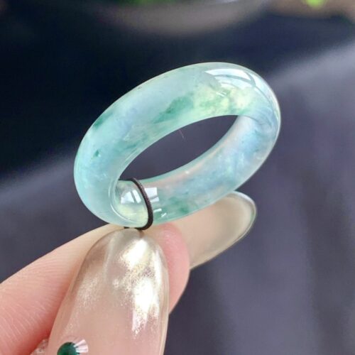 Alternative view of High Icy Jadeite Jade Band Ring, US 7