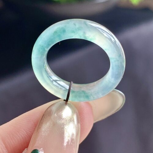 High Icy Jadeite Jade Band Ring, US 7