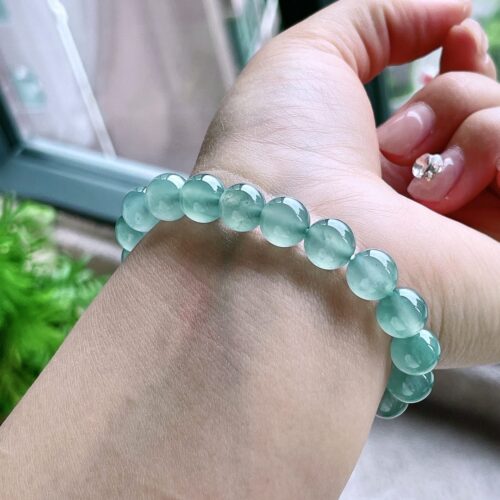 Alternative view of High Icy Jadeite Jade Bead Bracelet, 9.7mm