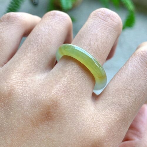 Alternative view of Honey Jadeite Jade Band Ring, US 10