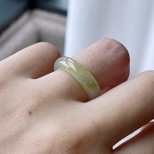 Alternative view of Honey Jadeite Jade Band Ring, US 6.5 · 5.8mm band