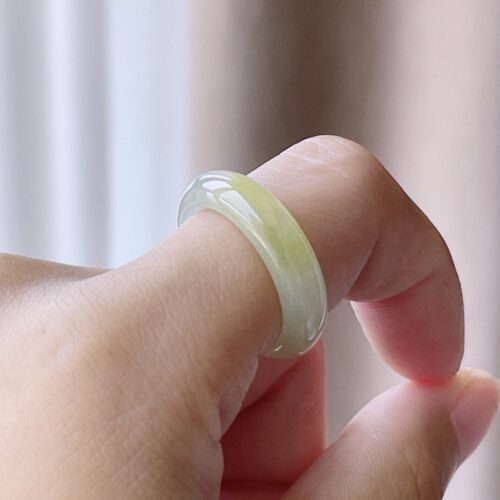 Alternative view of Honey Jadeite Jade Band Ring, US 6.5 · 5.7mm band