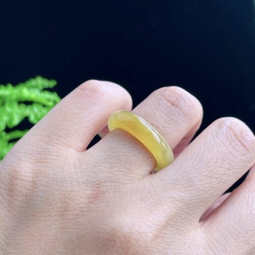 Alternative view of Honey Jadeite Jade Band Ring, US 7