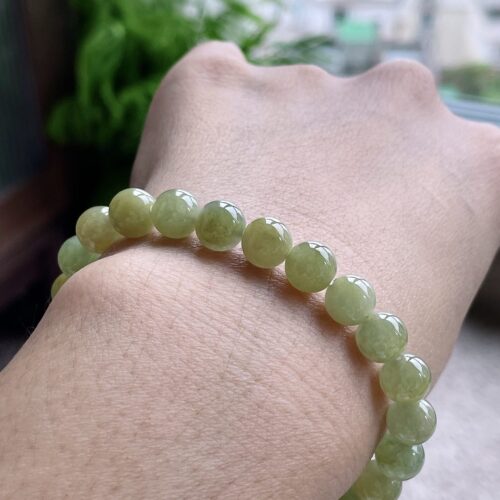 Alternative view of Honey Jadeite Jade Bead Bracelet, 8mm