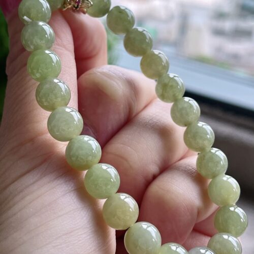 Honey Jadeite Jade Bead Bracelet, 8mm
