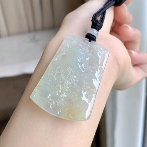 Alternative view of Honey Landscape Jadeite Jade Pendant