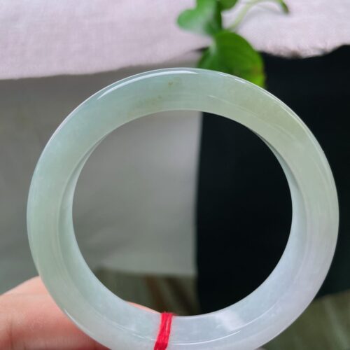 Alternative view of Pale Green Half Round Jadeite Jade Bangle Bracelet, 54.7mm