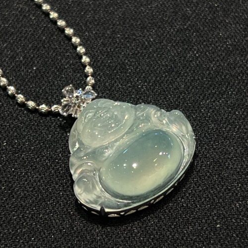 Alternative view of Icy Buddha Jadeite Jade Pendant 18K Gold (II)
