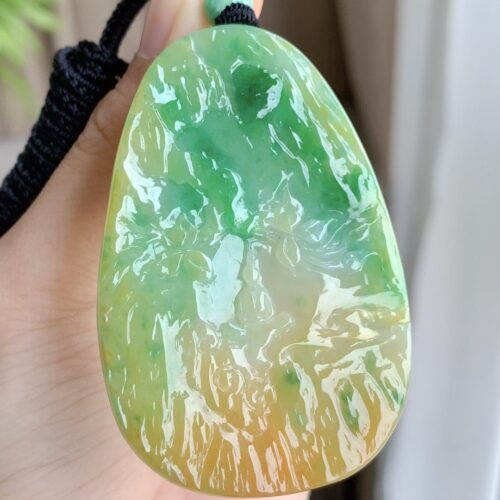Honey & Green Buddha Jadeite Jade Pendant