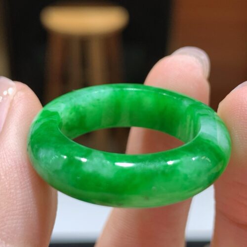 Alternative view of Apple Green Jadeite Jade Band Ring