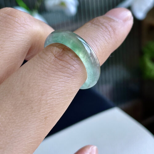 Alternative view of Icy Jadeite Jade Band Ring, US 7
