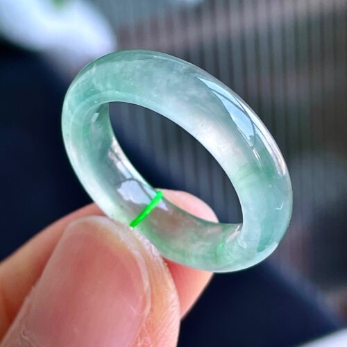 Icy Jadeite Jade Band Ring, US 7