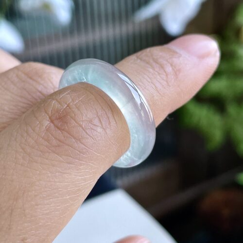 Alternative view of Icy Jadeite Jade Band Ring, US 6 · 5.1mm band