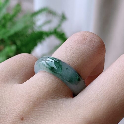 Alternative view of Icy Jadeite Jade Band Ring, US 6 · 6.6mm band
