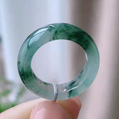 Icy Jadeite Jade Band Ring, US 6 · 6.6mm band