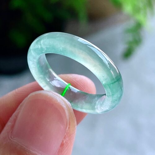 Icy Jadeite Jade Band Ring, US 7.25 · 5mm band