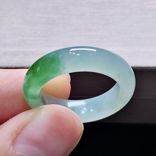Alternative view of Icy Jadeite Jade Band Ring, US 7.25 · 175.53mm band