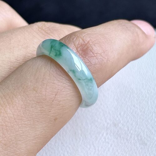 Alternative view of Icy Jadeite Jade Band Ring, US 7.75 · 5.4mm band