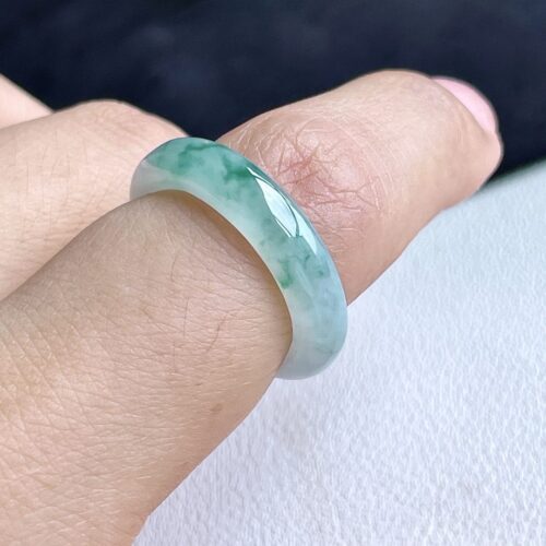 Alternative view of Icy Jadeite Jade Band Ring, US 7.75 · 4.9mm band