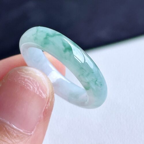 Icy Jadeite Jade Band Ring, US 7.75 · 4.9mm band