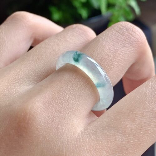 Alternative view of Icy Jadeite Jade Band Ring, US 7.75 · 5.7mm band