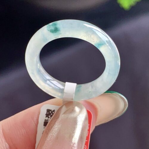 Icy Jadeite Jade Band Ring, US 7.75 · 5.7mm band