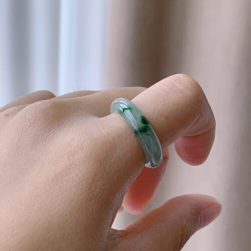 Alternative view of Icy Jadeite Jade Band Ring, US 8 · 5.4mm band