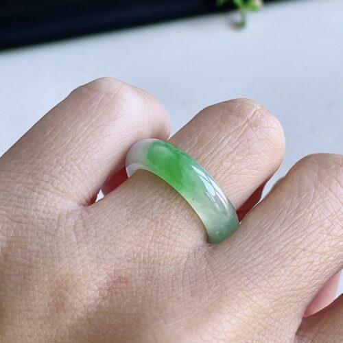 Alternative view of Icy Jadeite Jade Band Ring, US 8 · 5.8mm band