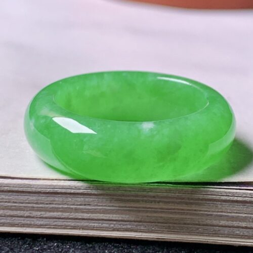 Alternative view of Icy Jadeite Jade Band Ring, US 8 · 25.66mm band