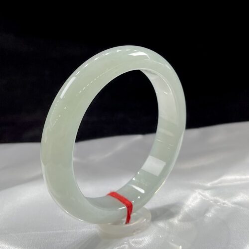 Alternative view of Icy Clear Half Round Jadeite Jade Bangle Bracelet, 54.5mm