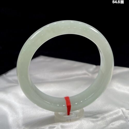 Icy Clear Half Round Jadeite Jade Bangle Bracelet, 54.5mm