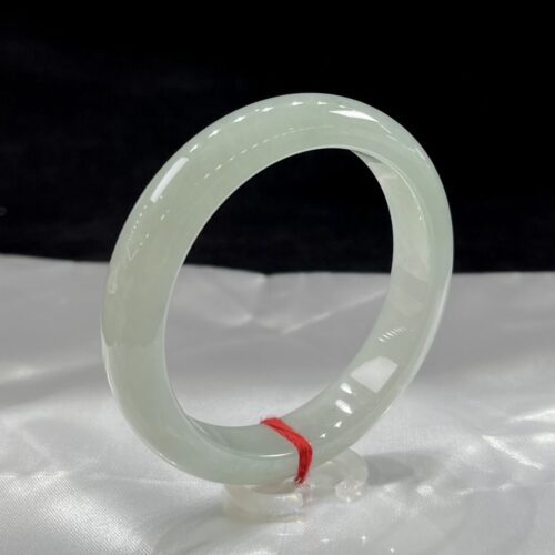 Alternative view of Icy Clear Half Round Jadeite Jade Bangle Bracelet, 55.3mm