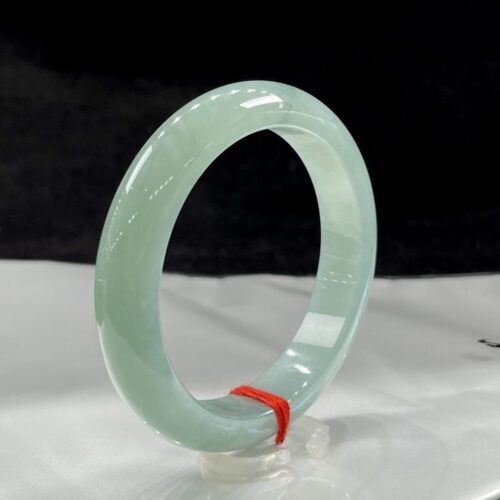 Alternative view of Icy Half Round Jadeite Jade Bangle Bracelet, 55.7mm
