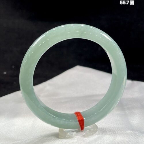 Icy Half Round Jadeite Jade Bangle Bracelet, 55.7mm
