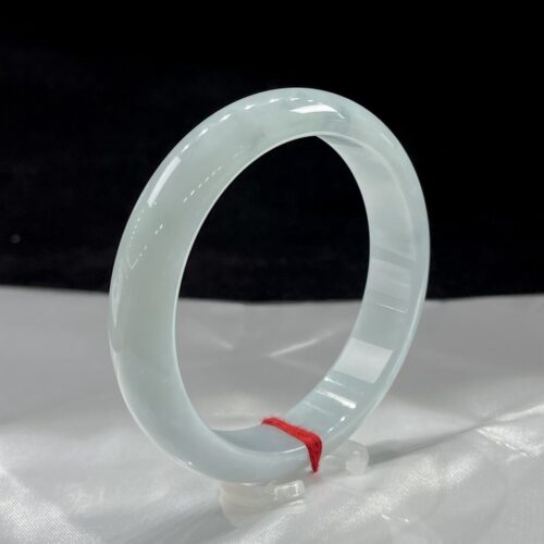 Alternative view of Blue-Ground Half Round Jadeite Jade Bangle, 57mm · 13mm