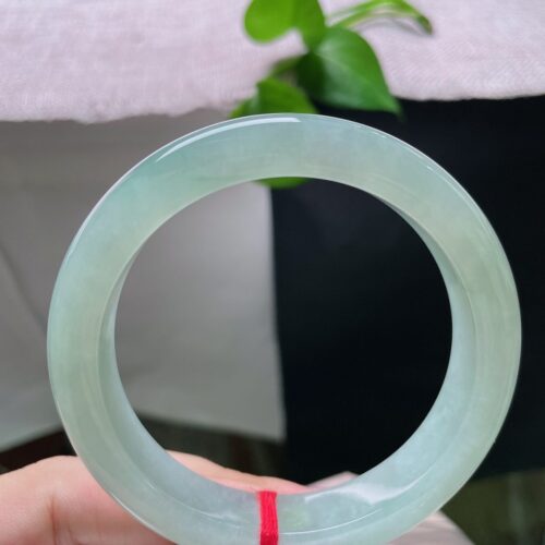 Alternative view of Green-Ground Half Round Jadeite Jade Bangle, 57mm · 12.1mm